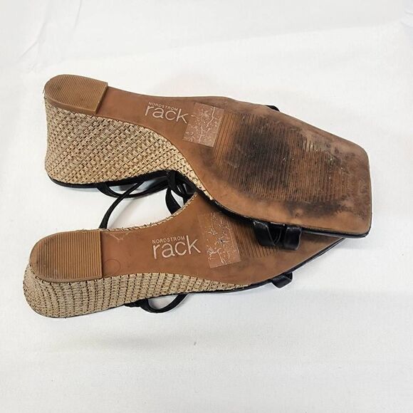 Nordstrom Rack Open Toe Espadrille Wedge Square toe Heel Sandals Size 10 - Picture 7 of 8